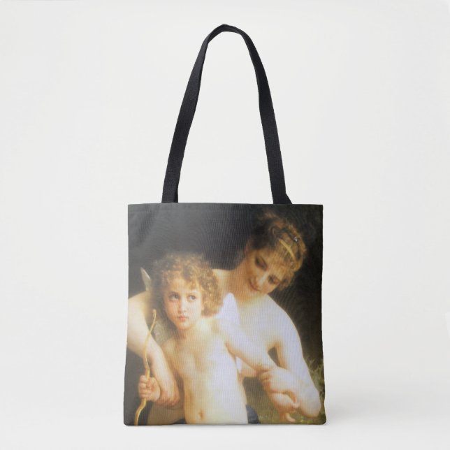 Tote Bag Femme avec Cupidon, Bouguereau (Devant)