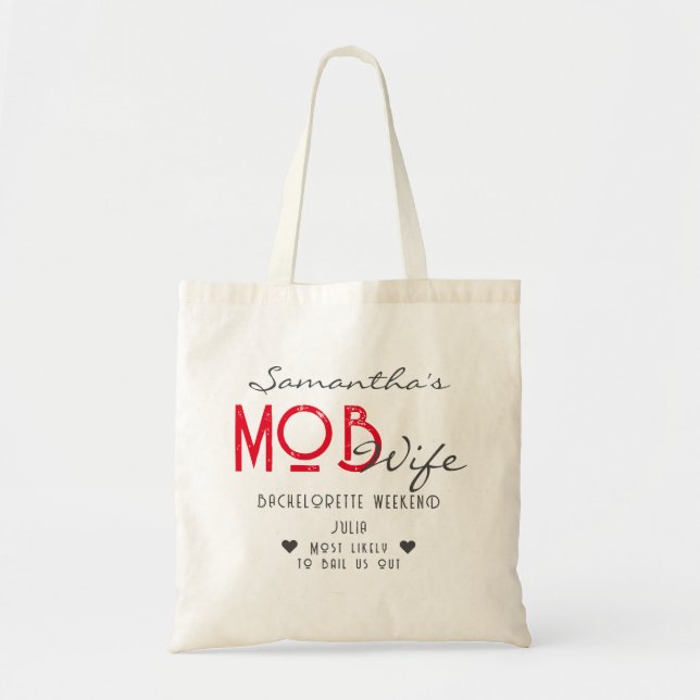 Tote Bag Femme de Mob & Martini Noir Bachelorette Party Bac (Devant)