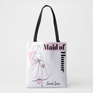 Tote Bag Femme de mode rose femme d'honneur Nom fourre-tout