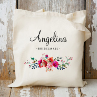 Tote Bag Femme d'honneur florale moderne personnalisée-2
