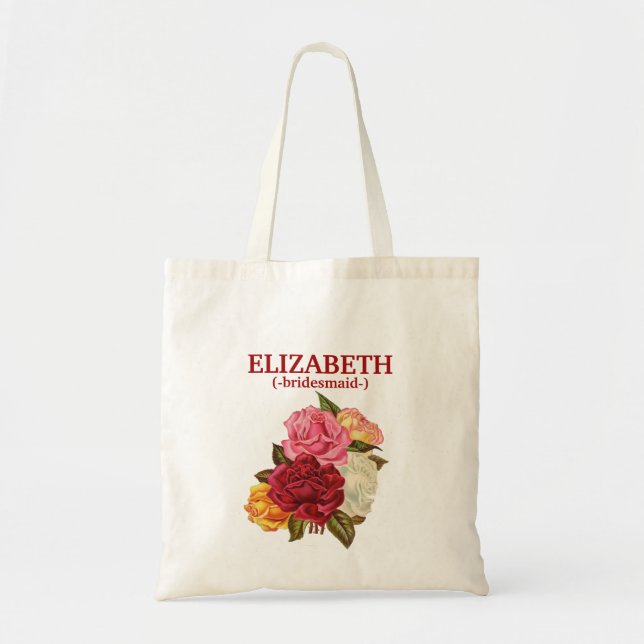 Tote Bag Femme d'honneur florale rustique personnalisée (Devant)