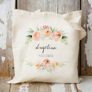 Tote Bag Femme d'honneur rose pâle personnalisée