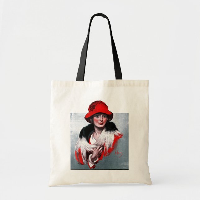 Tote Bag Femme en Casquette rouge (Devant)