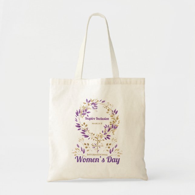 Tote Bag Femme Feuille violette signe de la Journée des Fem (Devant)
