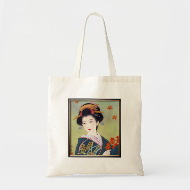 Tote Bag Femme japonaise dans le kimono bleu (Devant)