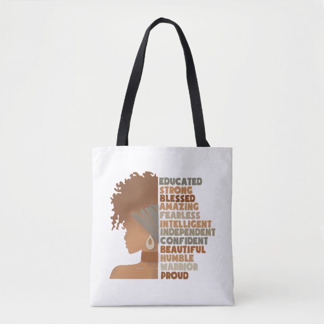 Tote Bag Femme noire Fille Afro (Devant)