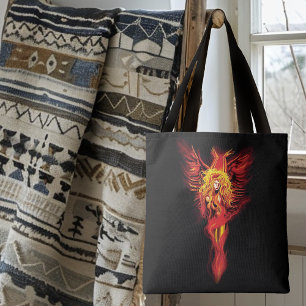 Tote Bag Femme Phénix Fantastique Rouge Incandescent Noir