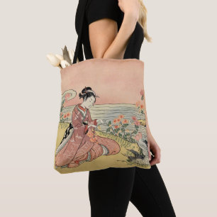 Tote Bag Femme qui ramasse des chrysanthèmes