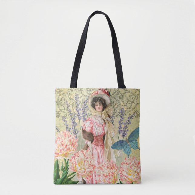 Tote Bag Femme victorienne florale rose Régence (Devant)