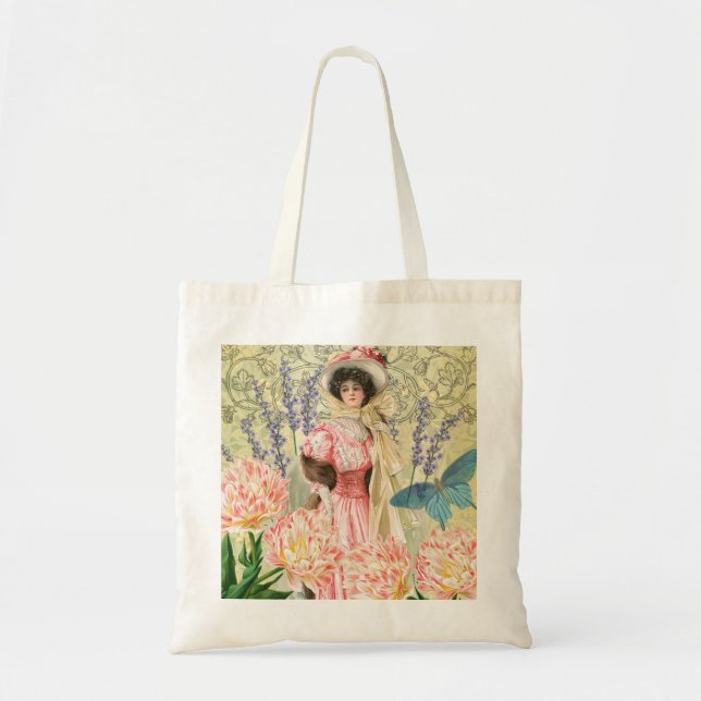 Tote Bag Femme victorienne florale rose Régence (Devant)