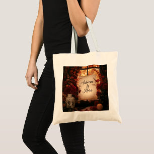 Tote Bag Fenêtre d'automne rustique Typographie d'automne A