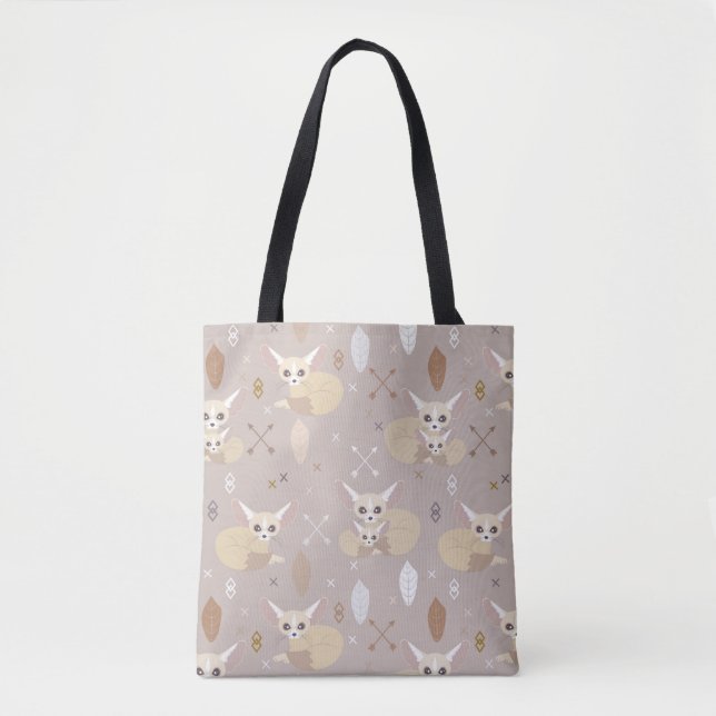 Tote Bag Fennec macule des flèches et des plumes (Devant)