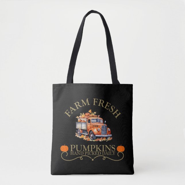 Tote Bag Ferme d'eau douce citrouilles feuilles automne aut (Devant)