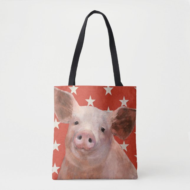 Tote Bag Ferme patriotique - Cochon (Devant)