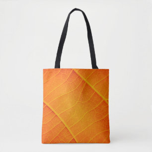 Tote Bag fermeture Abstraite d'un texte feuille orange et j