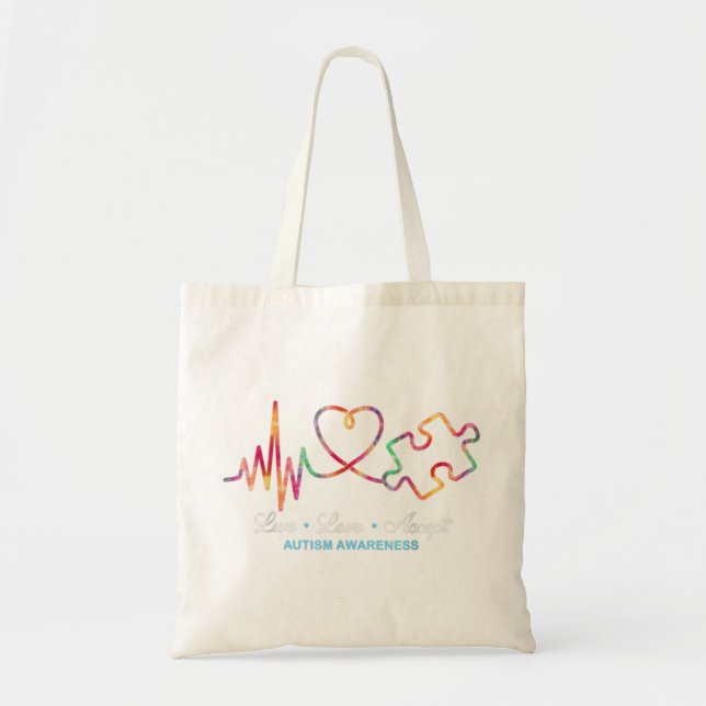 Tote Bag Fermeture de chaîneLive Love Accepter Autisme Laur (Devant)