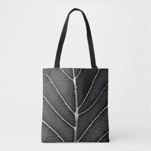 Tote Bag Fermeture de la feuille brillante noire et blanche