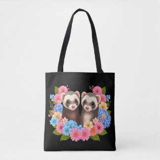 Tote Bag Ferrets & Fleurs