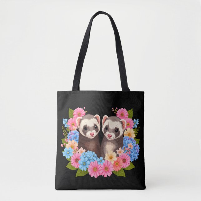 Tote Bag Ferrets & Fleurs (Devant)