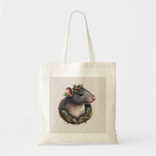 Tote Bag Festif Animaux de compagnie Rat Vacances/Noël