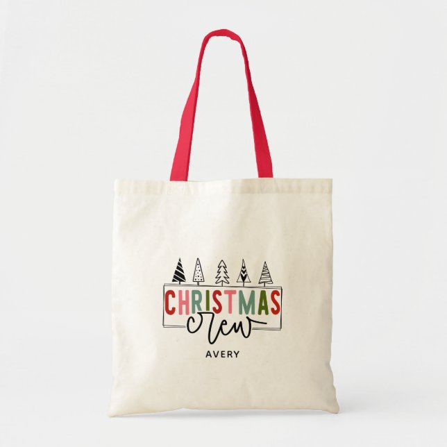 Tote Bag Festif Christmas Crew Personnalisé (Devant)