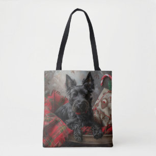 Tote Bag Festif de Noël écossais Terrier Dog