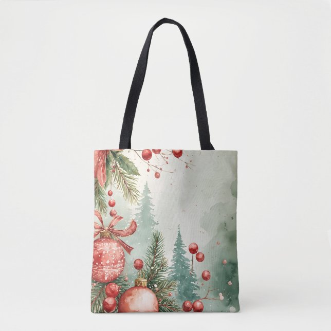 Tote Bag Festif de Noël Vibe aquarelle Fourre-tout (Devant)