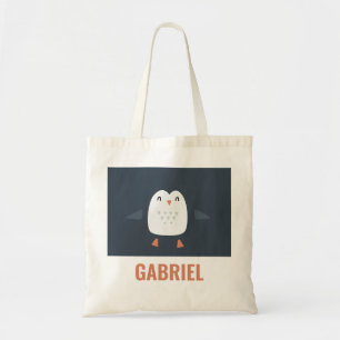 Tote Bag festif drôle petit pingouin personnalisé enfants