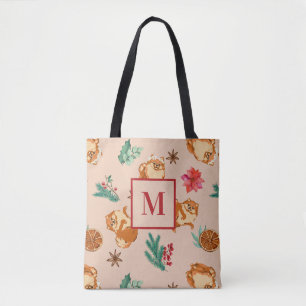 Tote Bag Festif Fluffy Chien de Noël Fourre-tout