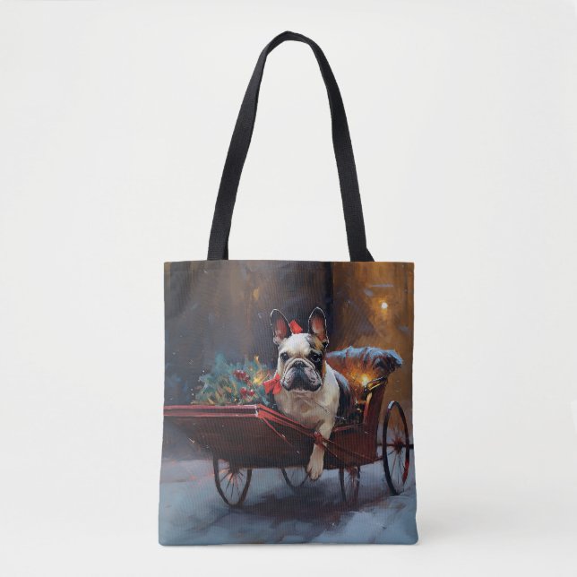 Tote Bag Festin de Noël de Bulldog en France (Devant)