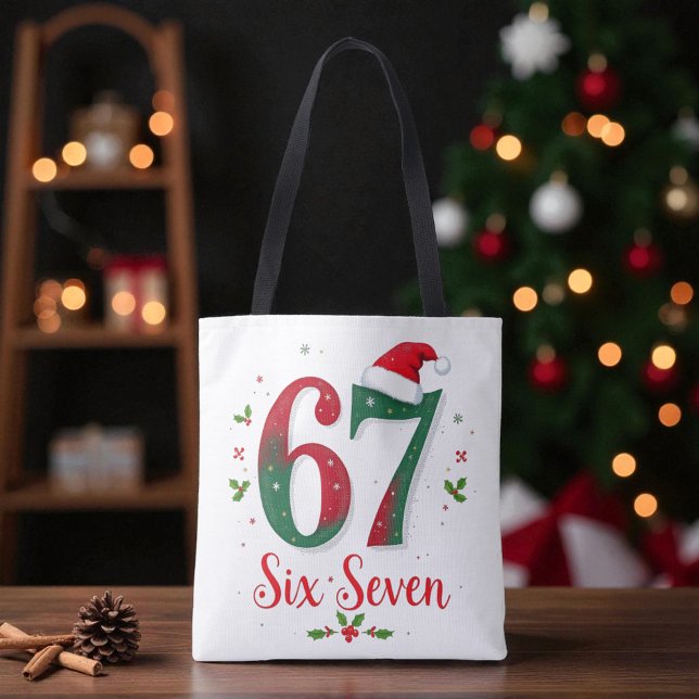 Tote Bag Festive Christmas Meme Six Seven 67 6 7 Holiday (Créateur téléchargé)