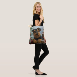 Tote Bag Festive de Noël de Chien Airedale