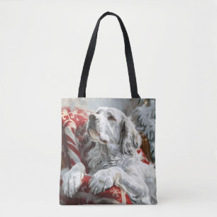 Tote Bag Festive de Noël de Chien Setter anglais