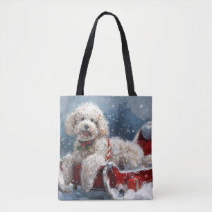 Tote Bag Festive de Noël du chien de caniche