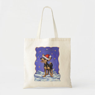 Tote Bag Festive de nuit étoilée Chihuhua à Santa Hat