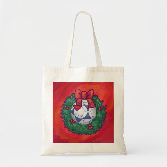 Tote Bag Festive Futbal en couronne rouge (Devant)