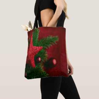 Tote Bag Festive Red Star Christmas  Bag