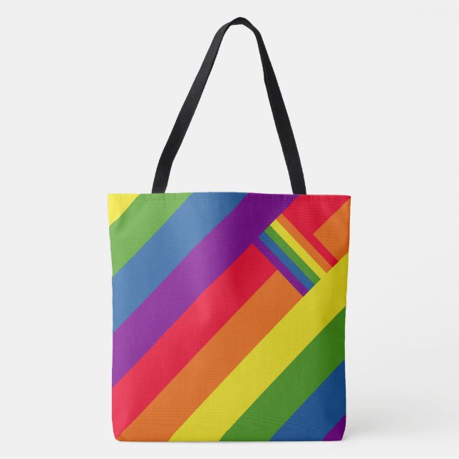 Tote Bag Fête avec drapeau à l'arc-en-ciel coloré (Devant)