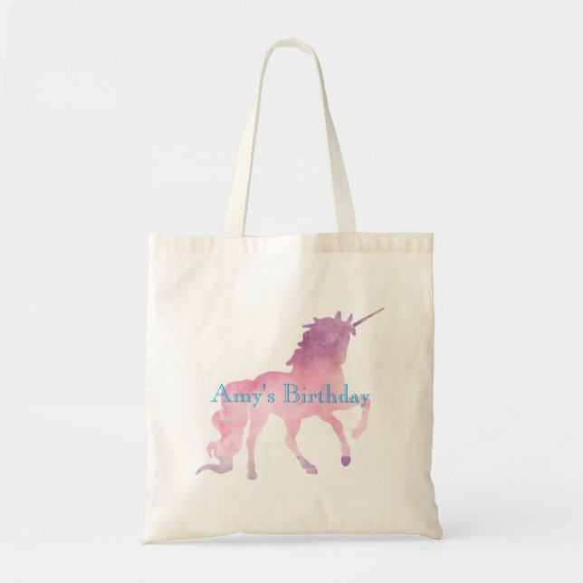 Tote Bag Fête d'anniversaire rose de filles de licorne (Devant)
