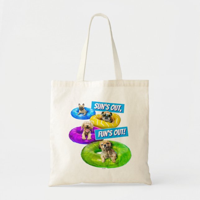 Tote Bag Fête de chien dans la piscine (Devant)