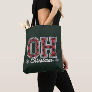 Tote Bag Fête de famille à carreaux de buffle des Fêtes de 