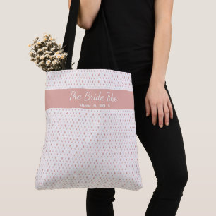 Tote Bag Fête de la mariage Personnalisée Rose Rose Blanc