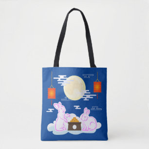 Tote Bag Fête de la mi-automne Lapin de lune Gâteau de lune