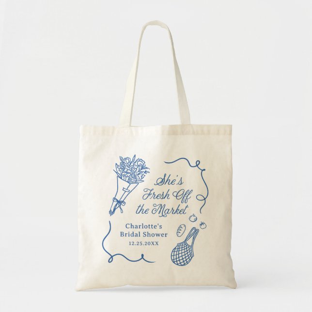 Tote Bag Fête de mariage Handrawn Fresh Off the Market (Devant)