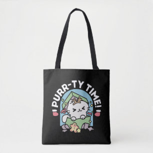 Tote Bag Fête de Noël avec Purr-ty Time Cat