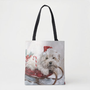 Tote Bag Fête de Noël de Chien de Coton De Tulear