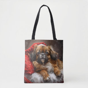Tote Bag Fête de Noël de Chien Espagnol Tibétain