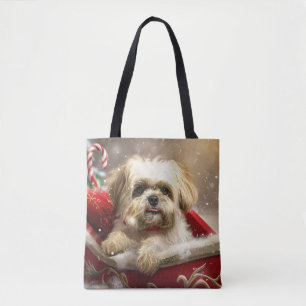 Tote Bag Fête de Noël de Chien Malti Tzu