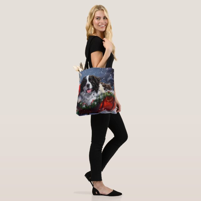 Tote Bag Fête de Noël des chiens de Terre-Neuve (Sur le modèle)