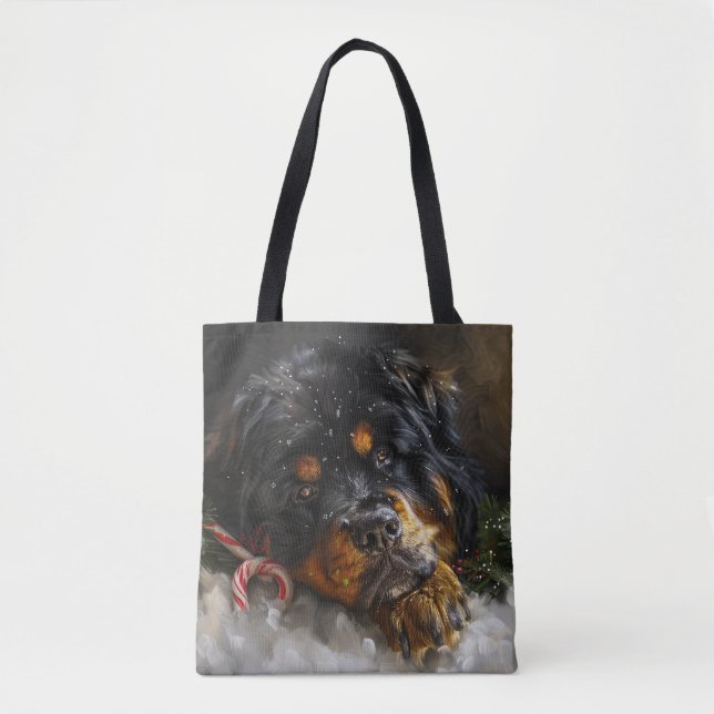Tote Bag Fête de Noël du chien Mastiff Tibétain (Devant)
